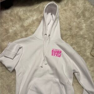 Surf Style White Hoodie with Pink Accents